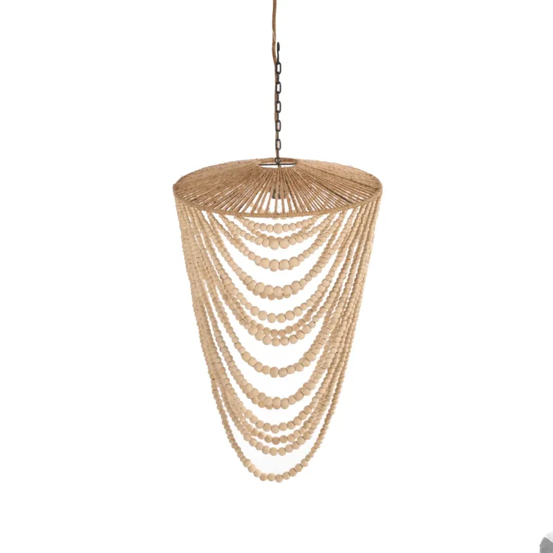 The Wooden Bead Chandelier - Natural - L on a white background