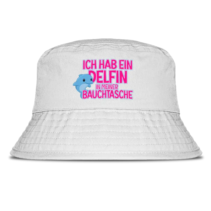 Ich hab ein Delfin in meiner Bauchtasche - Fischerhut #farbe_white