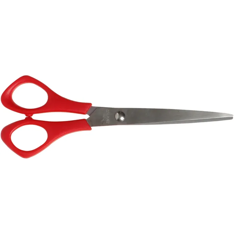 School Scissors, L: 16 cm, pointed, left, red