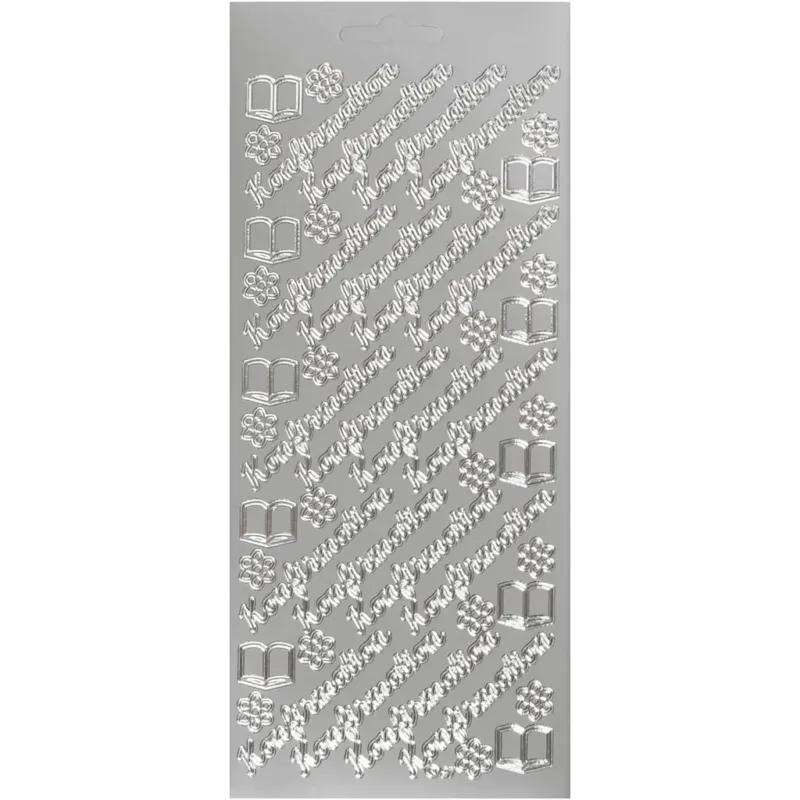 Stickers, konfirmation, silver, 1 sheet