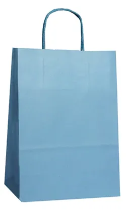 Paper Carrier Bags Blue 18+8x24cm Kraft 100 grams