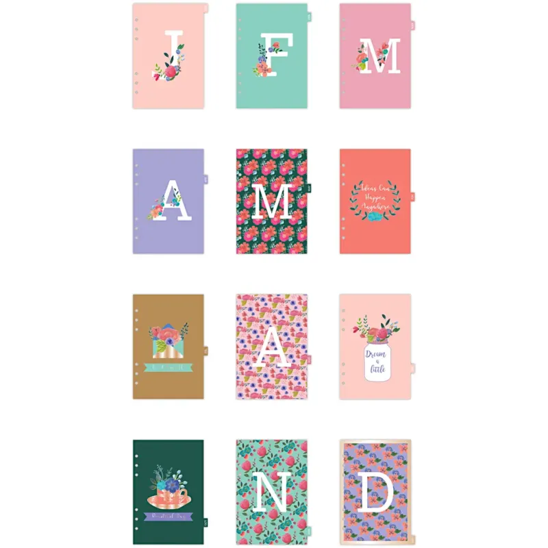 Index divider, A5, Number of pages 12, gold, red, coral