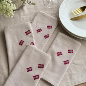 Mundservietten mit norwegischen Flaggen – 4er-Set