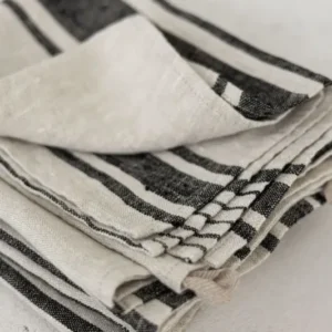Linen Kitchen Towels – Set of 2 Tea Towels with Black Stripes Epic Linen