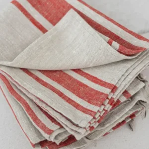 Linen Kitchen Towels – Set of 2 Tea Towels with Red Stripes Epic Linen