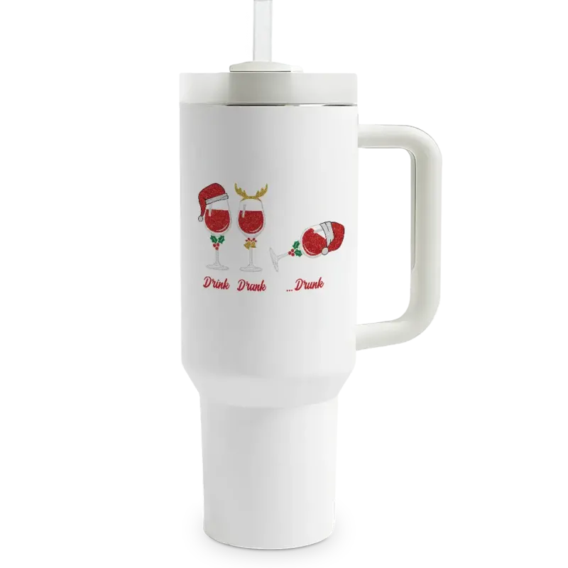 Drink Drank Drunk - XXL Thermobecher mit Trinkhalm und Henkel - 1,2 Liter Füllmenge
