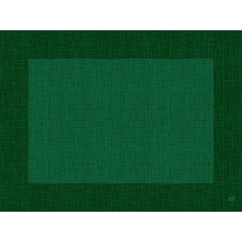 Das Bio-Dunicel-Sets 30x40 Linnea Jägergrün von Duni GmbH ist eine rechteckige grüne Matte mit Kreuzschraffurmuster und dunklerem Rand. Perfekt für umweltfreundliche Einwegsets, sein einfaches geometrisches Design hat keine zusätzlichen Dekorationen. Packung: 100 Stück.