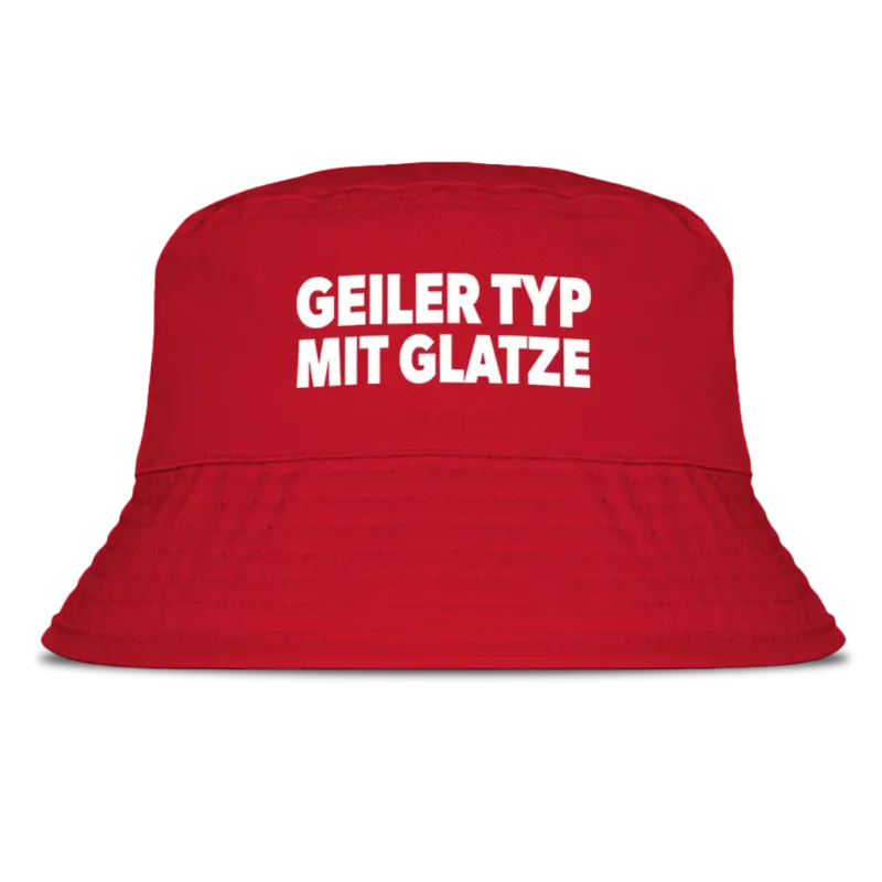 Geiler Typ mit Glatze - Fischerhut #farbe_red