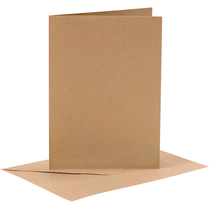 Cards and envelopes, card size 10,5x15 cm, envelope size 11,5x16,5 cm, 110+230 g, natural, 6 set