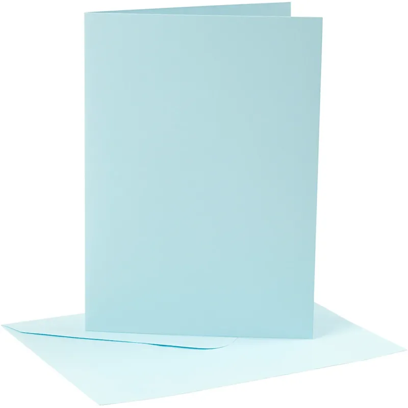 Cards and envelopes, card size 12,7x17,8 cm, envelope size 13,3x18,5 cm, 220 g, light blue, 4 set
