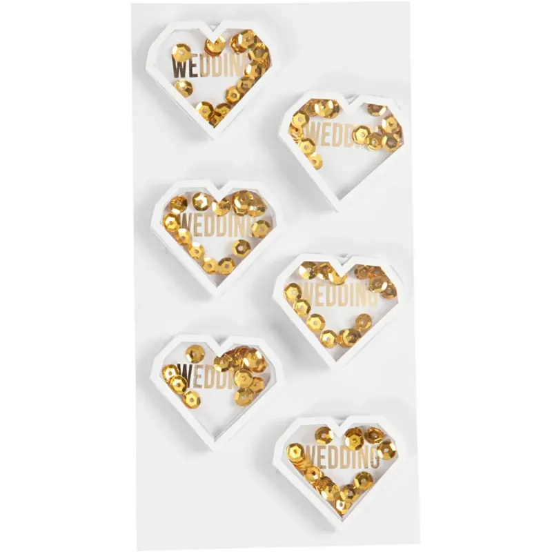 Shaker stickers, D. 4 mm, L: 32 mm, W: 38 mm, white, 6 pc
