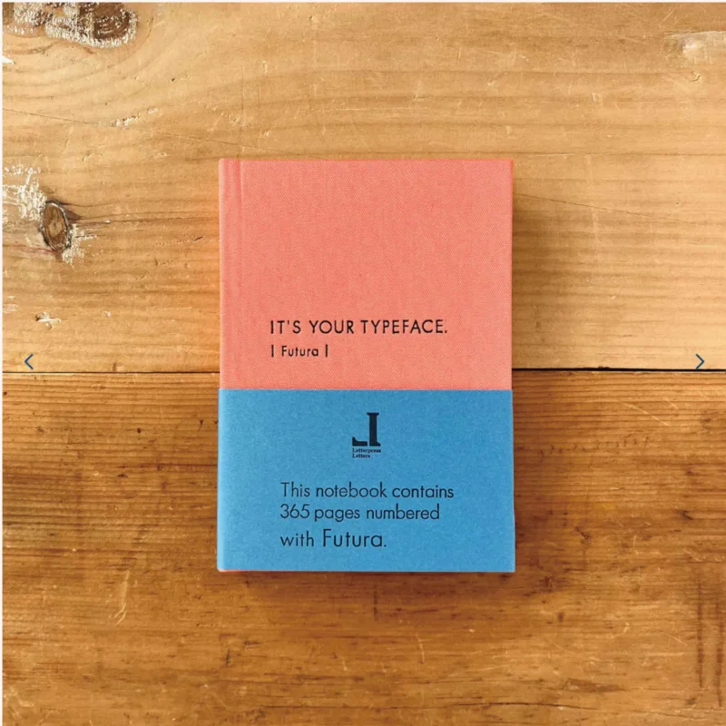 Notizbuch Typeface Futura – Letterpress, A6 Pink, Japan | Tomigaya · Geschenk Grafikdesign