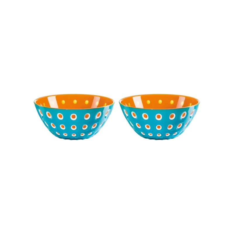 SET OF 2 BOWLS Ø12CM "LE MURRINE" - Blue/White/Orange