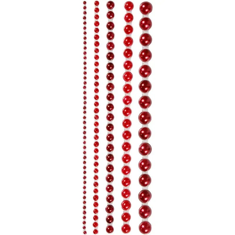 Half Pearls, size 2-8 mm, red, 140 pc