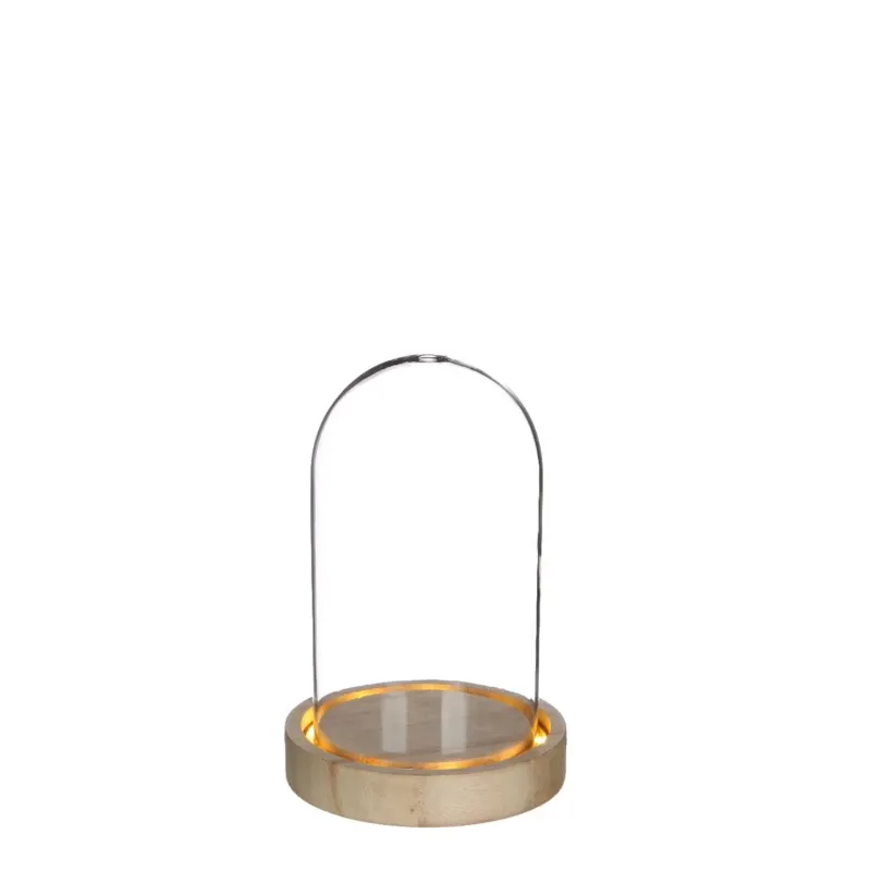 Glass LED jar with wooden base Ø10cm (1 pcs.)