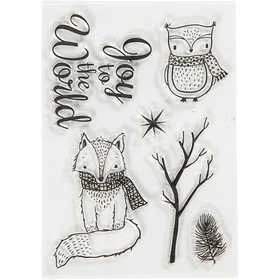Silicone Motives, owl and fox, size 10,5x15 cm, 1 sheet