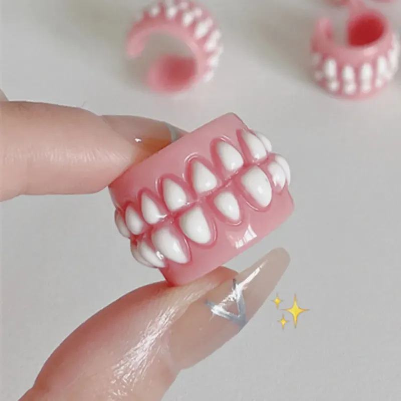 Resin Creative Love Bite Teeth-Shaped Rings - Image 0