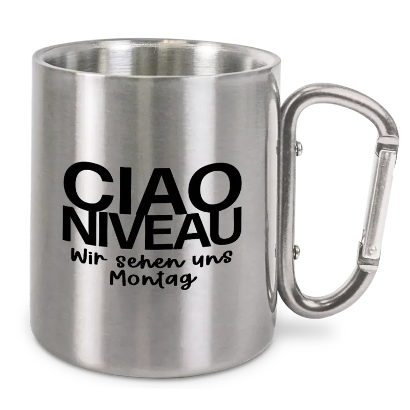 Ciao Niveau - Edelstahl-Trinkbecher mit Karabinerhaken