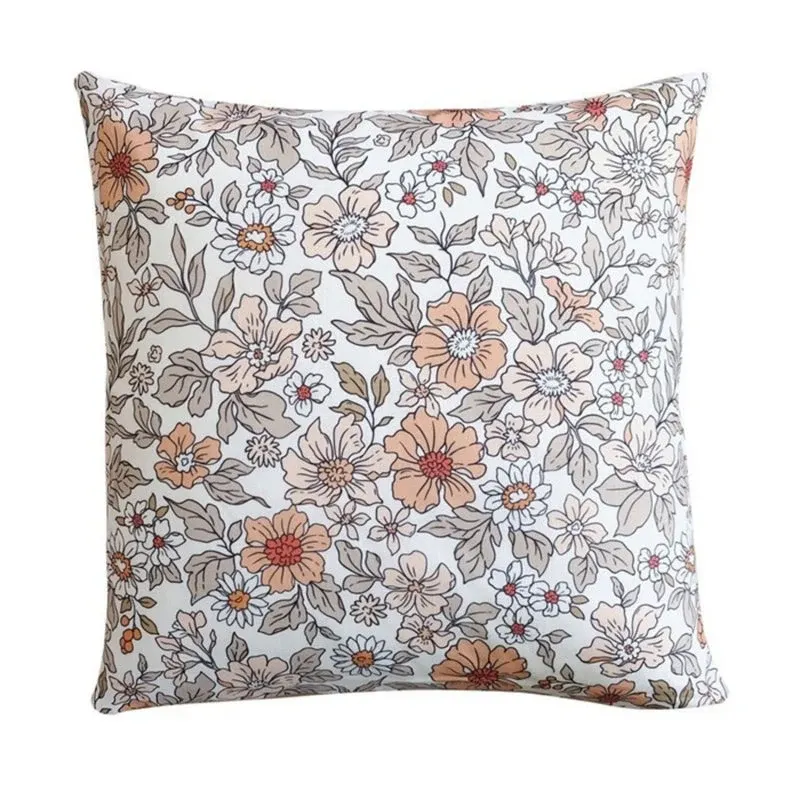 Pyntepude med blomster motiv - 50x50 cm