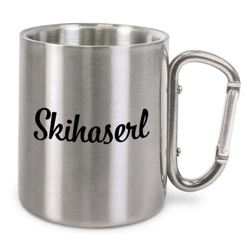 Skihaserl - Edelstahl-Trinkbecher mit Karabinerhaken