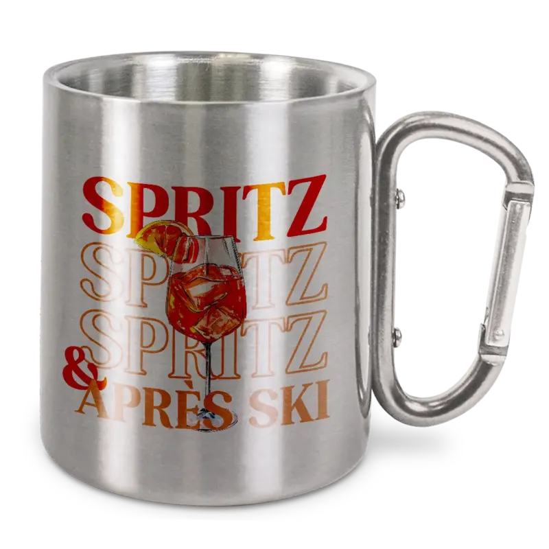 Spritz and Apres-Ski - Edelstahl-Trinkbecher mit Karabinerhaken