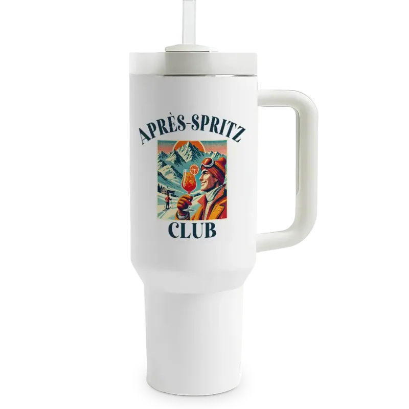 Aprés-Spritz Club (Man) - XXL Thermobecher mit Trinkhalm und Henkel - 1,2 Liter Füllmenge