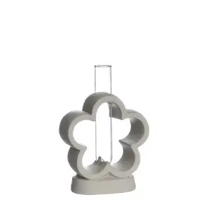 Cement Base Flower with Glass Tube 10x15cm 4cm deep (1 pc)