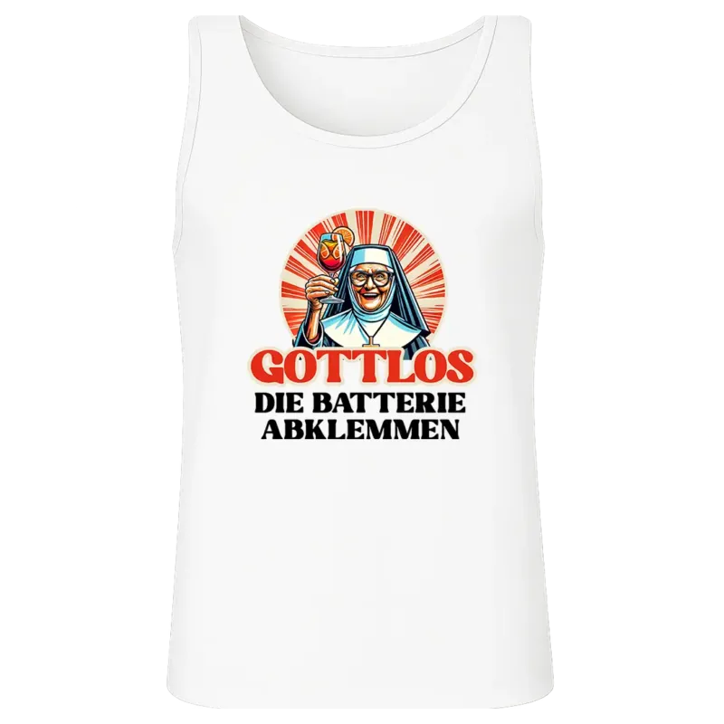 Gottlos die Batterie abklemmen (Nonne) - Unisex Relaxed Tanktop #farbe_white