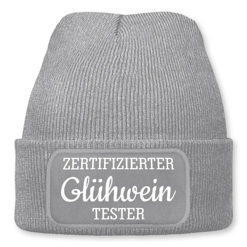 Zertifizierter Glühwein Tester - Beanie #farbe_grau-meliert