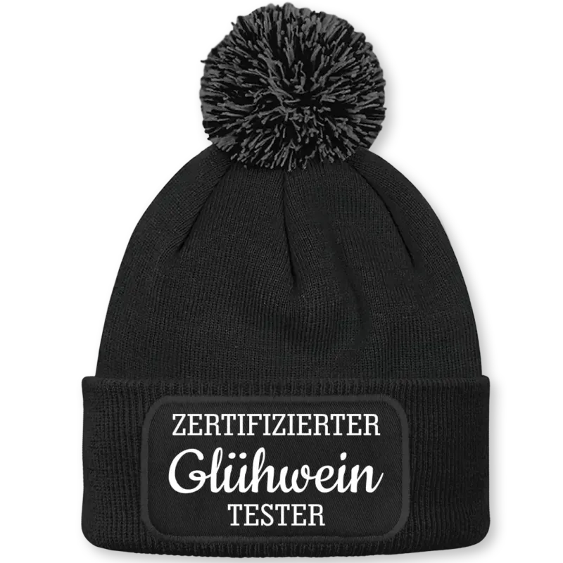 Zertifizierter Glühwein Tester - Beanie mit Bommel