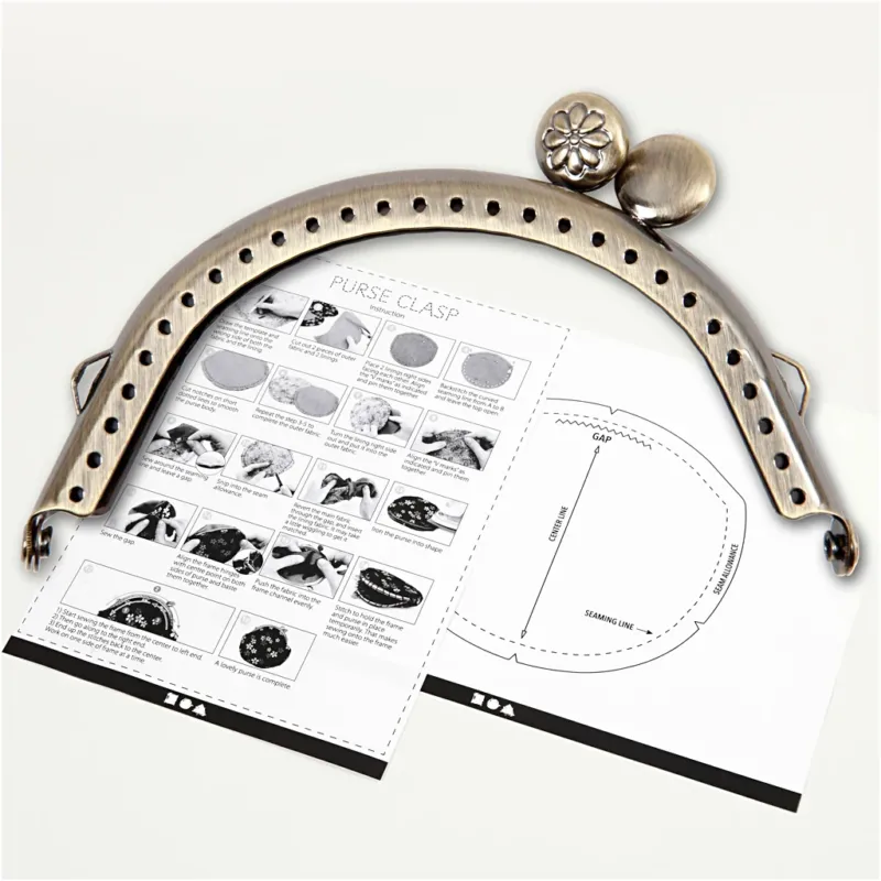 Purse Clasp Kit, size 8 cm, brushed brass