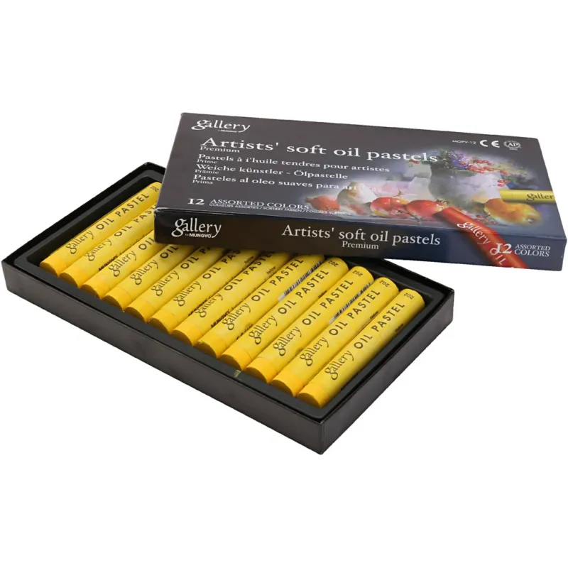 Gallery Oil Pastel, L: 7 cm, dia. 11 mm, thickness 11 mm, yellow, 12 pc