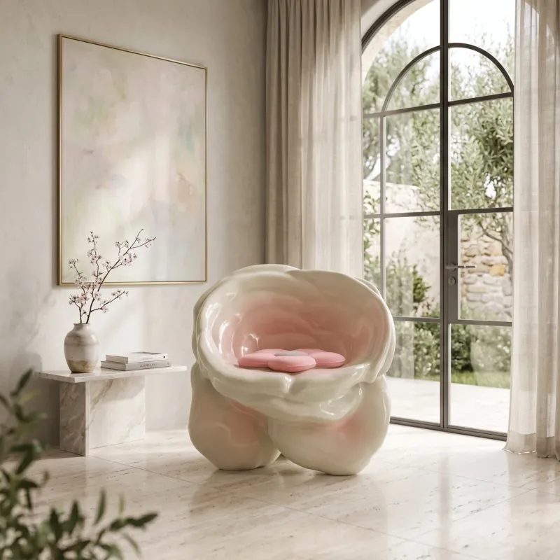 Artistic Rose Shape Accent Sculptural Chair - Image 0