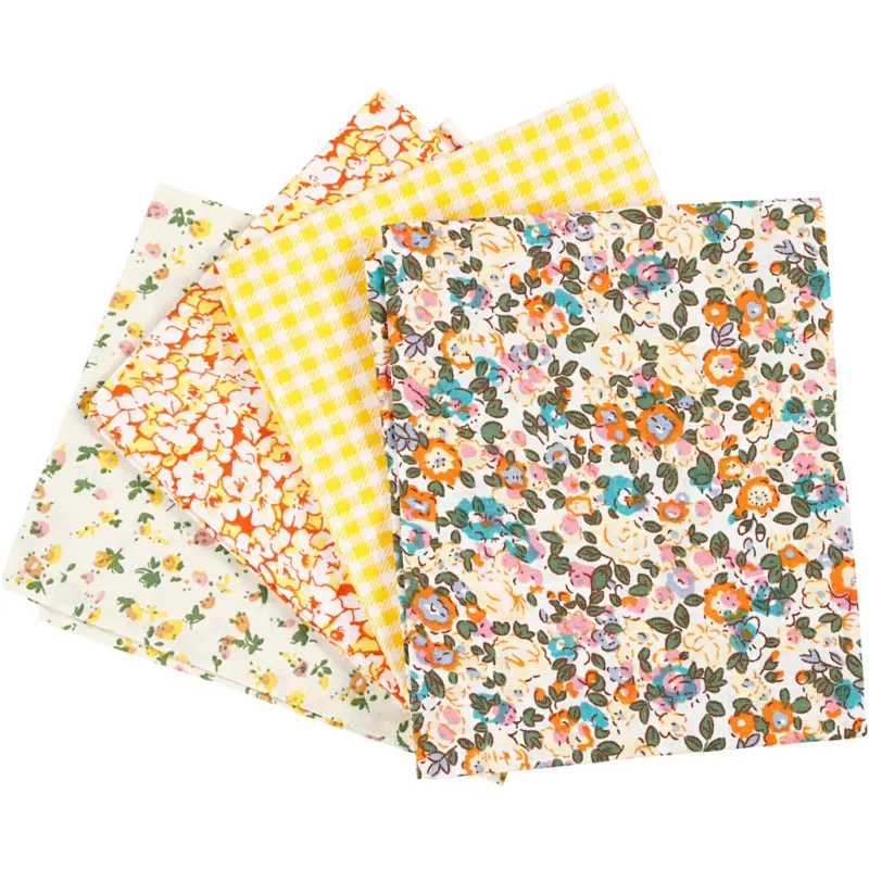 Patchwork Fabric, size 45x55 cm, 100 g, yellow, 4 pc/ 1 bundle