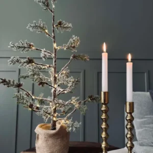 Weihnachtsbaum mit Zapfen und Lichterkette - 70 cm