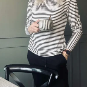 Bluse Christel strib - Black / Creme