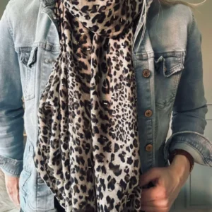 Schal Leopard mit Golddetail - Camel