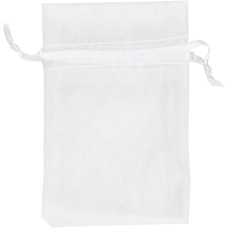 Organza Bags, size 7x10 cm, white, 10 pc
