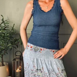 Top mit Spitze – Daily Dark denim