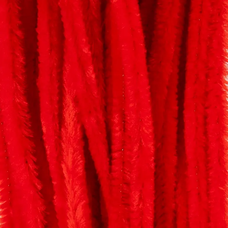Chenille, L: 30 cm, thickness 9 mm, red, 25 pc