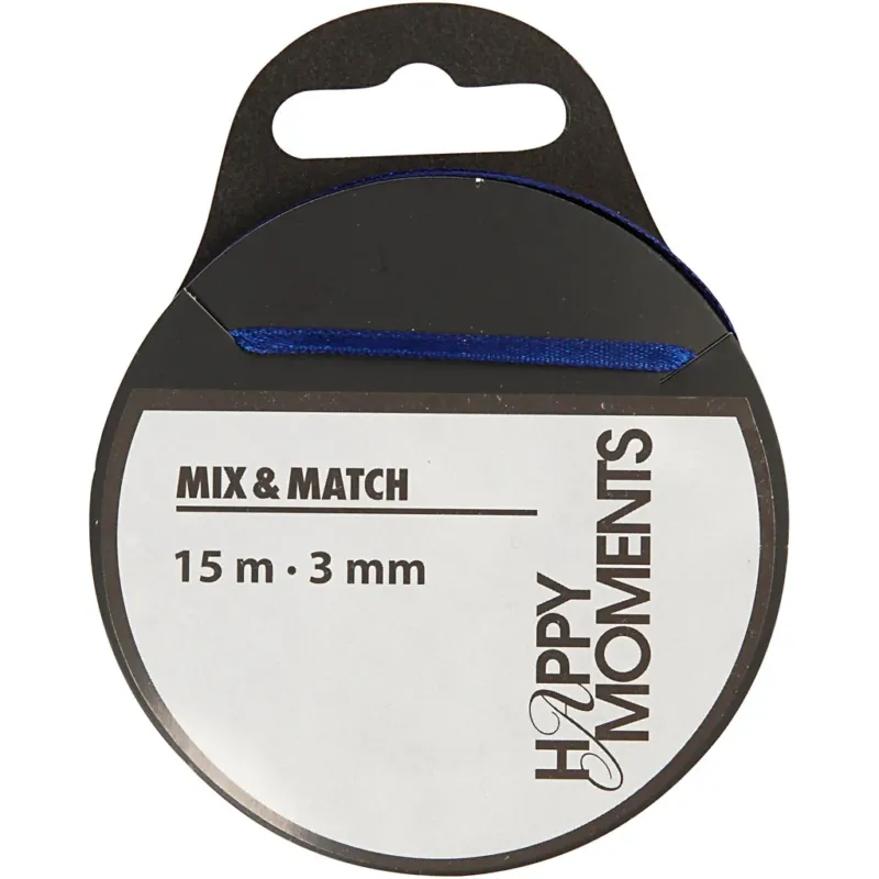 Satin Ribbon, W: 3 mm, dark blue, 15 m/ 1 roll