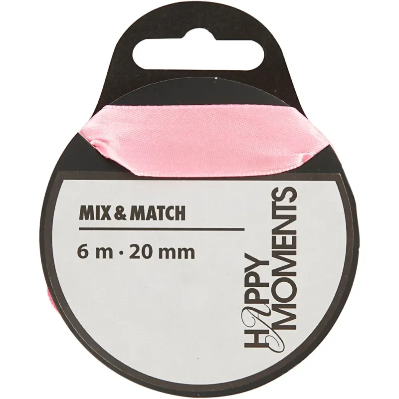 Satin Ribbon, W: 20 mm, light red, 6 m/ 1 roll