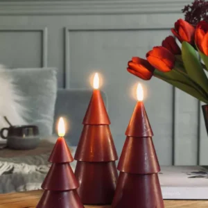 LED Weihnachtsbaum 3 Stk. m. Fernbedienung Rot