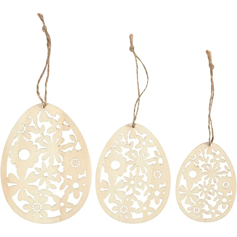 Ornaments, H: 8+10+12 cm, W: 6+7,5+9 cm, thickness 3 mm