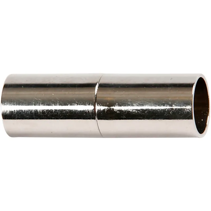 Magnetic Clasp, L: 23 mm, hole size 6 mm, silver-plated, 2 pc