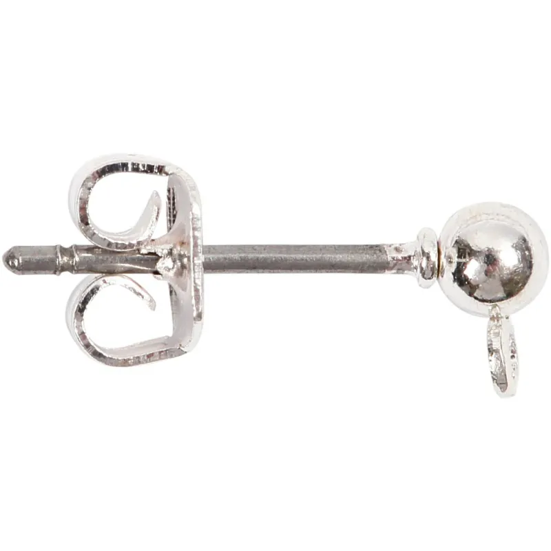 Stud Earrings, L: 13 mm, silver-plated, 100 pc