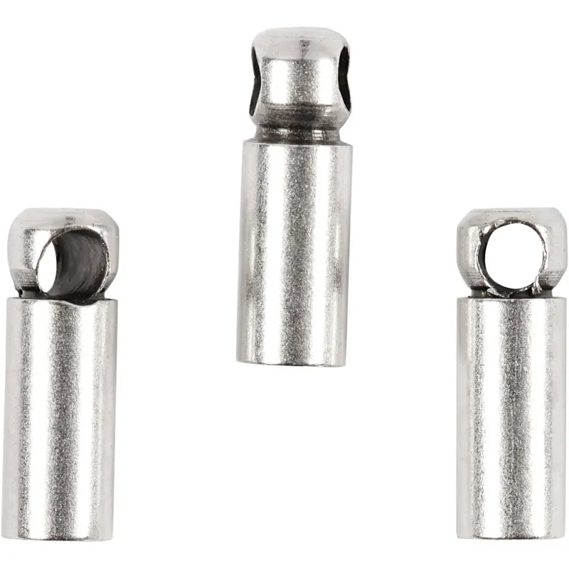 End Caps, L: 8 mm, dia. 2 mm, silver-plated, 10 pc