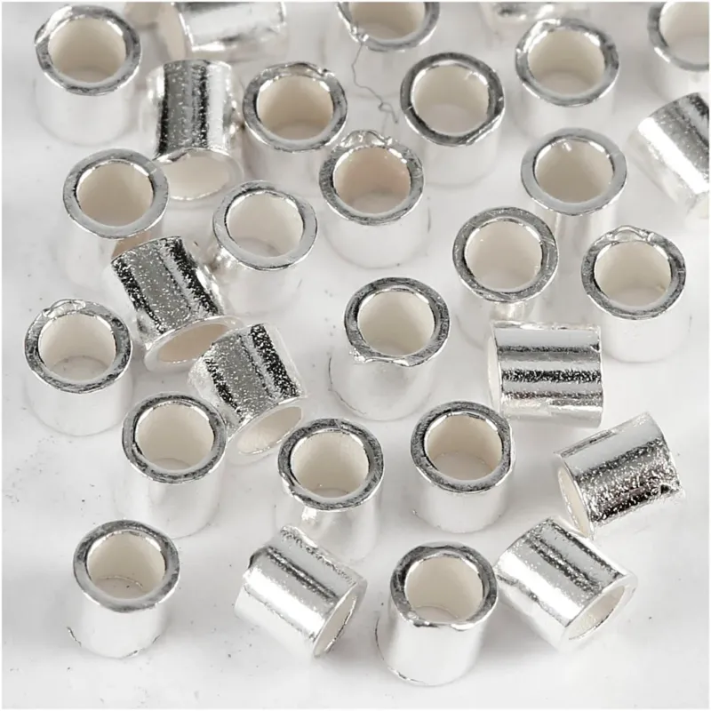Crimp Beads, dia. 2 mm, silver, 50 pc