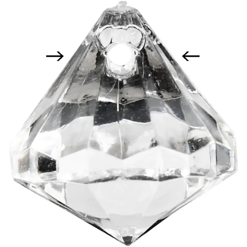Acylic Beads, size 17x16 mm, hole size 1,2 mm, gloss transparent, 43 pc