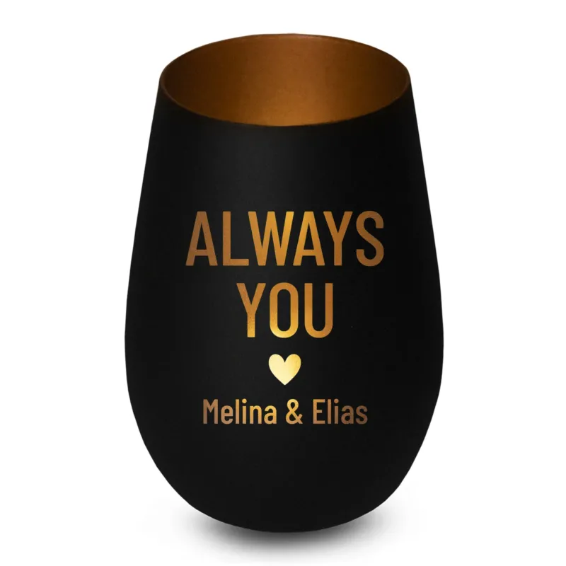 Bild: Personalisiertes Windlicht - Always You mit Namen - Liebesgeschenk für Paare.